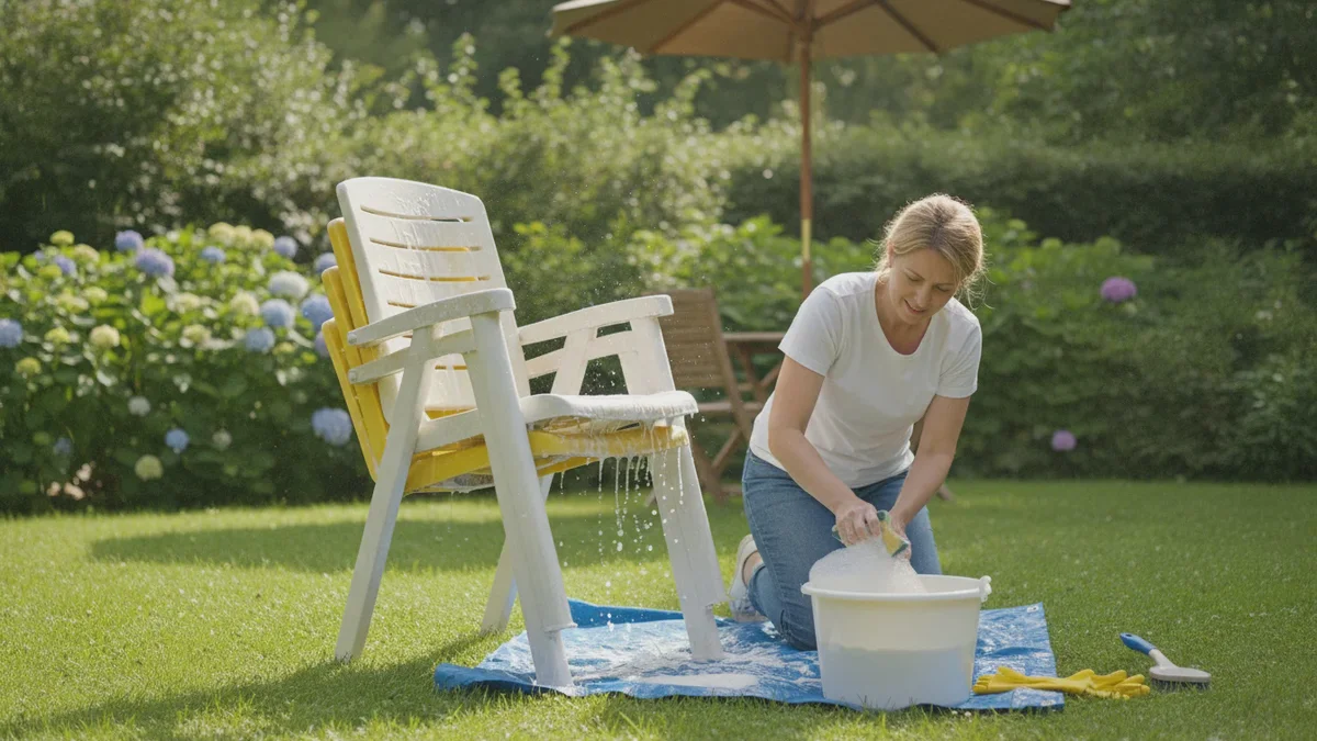 Sedie di plastica ingiallite: la formula esatta per salvarle in 15 minuti